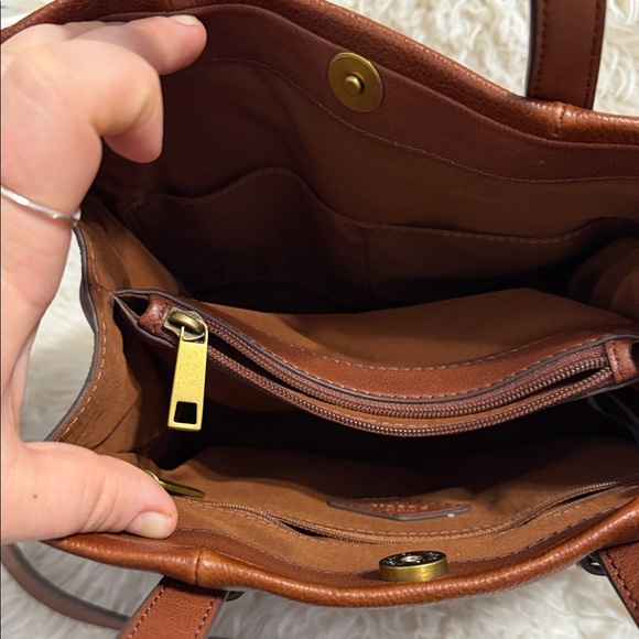 Fossil Rich Brown Leather Tote - Picture 3 of 6